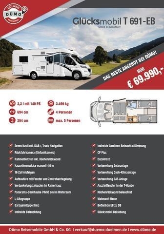 Teilintegriertes Wohnmobil Glücksmobil T 691 EB |Bestpreis| inkl. Hubbett- Photo 2